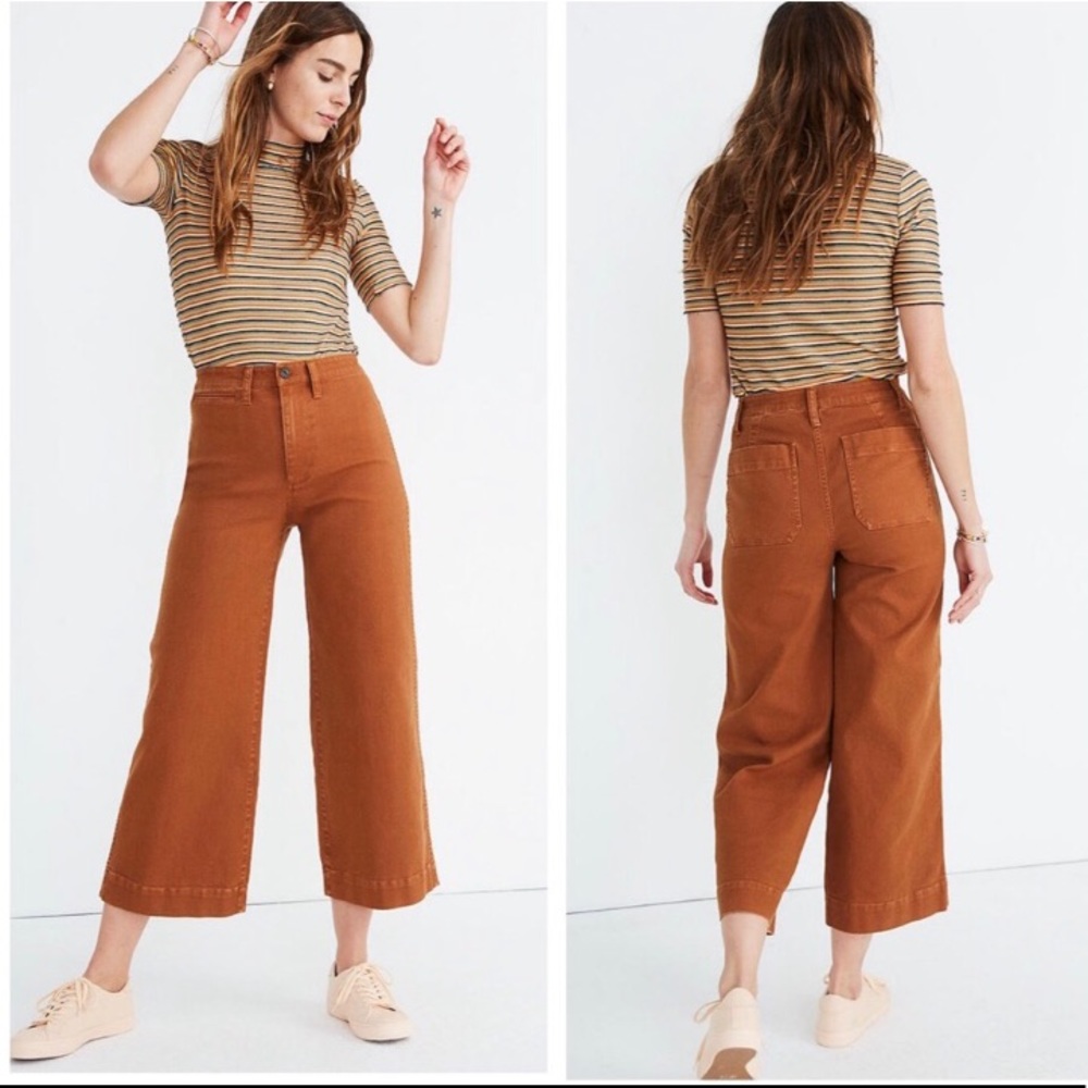 SOLD Madewell Emmett wide leg crop pant in coffee